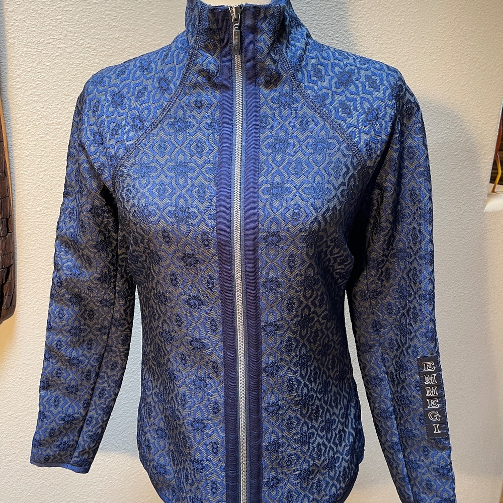 NEW! Emmett Navy Blue Lace Overlay Full Zip Jacket Size 8